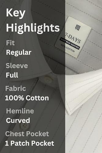Image of 7-DAYS Premium Men's Formal Shirts - Cotton, Self-Design, Full Sleeve, Regular Fit, with Pocket, Stylish Office Shirts for Men
