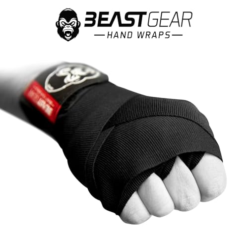 Beast Gear Boxbandagen 4,5m Elastisch mit Daumenschlaufe – Handbandagen für Boxen, MMA, Muay Thai Baumwolle mit Klettverschluss