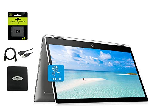 2021 HP X360 2in1 Chromebook 14" Touchscreen, Intel Pentium N5000(4 Cores, 2.7GHz Max), 4GB RAM, 128GB eMMC, WiFi, Webcam, USB-A&C, Chrome OS,Google Classroom Compatible,w/GM 64GB SD Card&Accessories