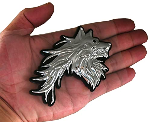 Pair New Custom Wolf Head Emblem Left And Right Side Fender Rear Styling Badge Replacement For Trx Ram 1500 Silverado Universal Car Motorcycles (Chrome) #TOP2