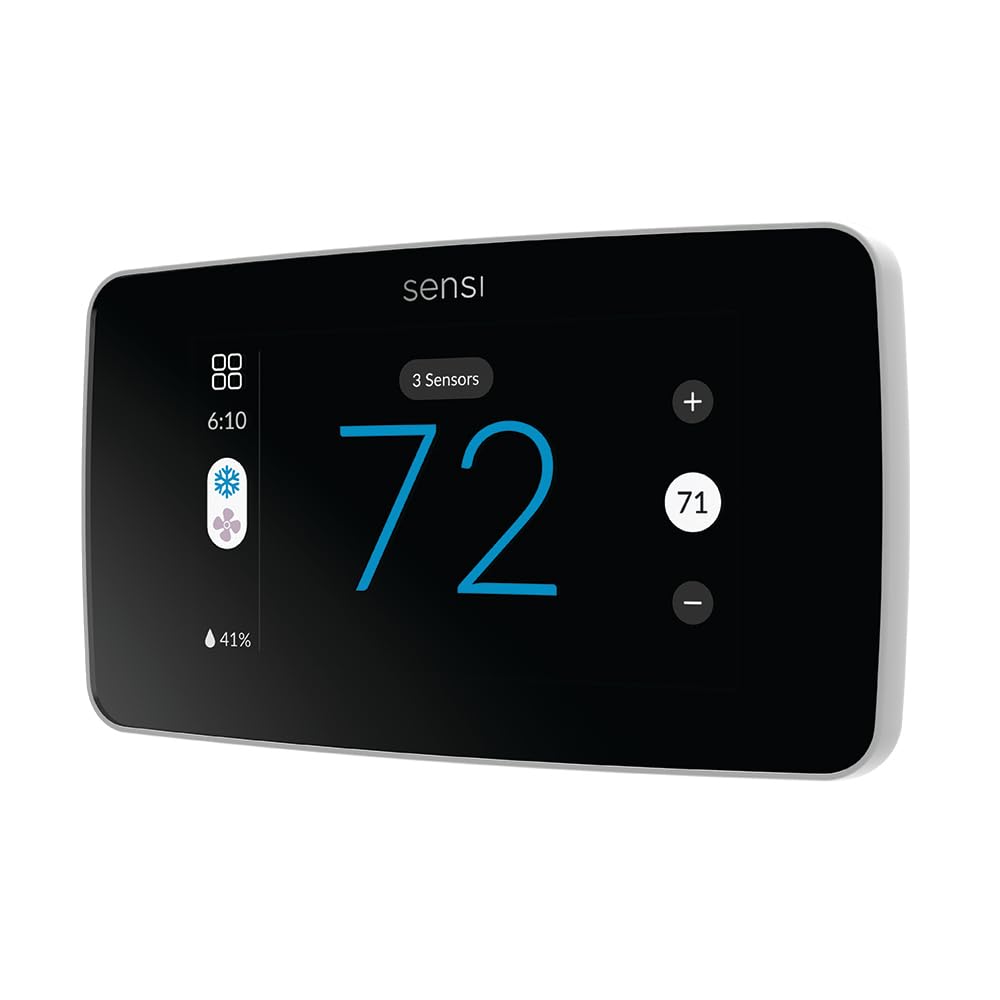 Sensi Touch 2 inteligentny termostat z kolorowym wyświetlaczem ekranu dotykowego, 100 lat doświadczenia, programowalny, Wi-Fi, prywatność danych, łatwe majsterkowanie, współpracuje z Alexa, certyfikat