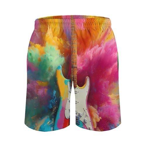 Abstract Colorful Guitar Mens Swim Trunks Quick Dry Beach Swimming Shorts with Mesh Lining and Pockets4