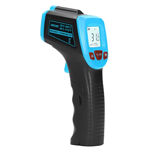 Temperature Measuring, Handheld Switchable Units Industrial Thermometer Automatic Shutdown ABS Housing Data Saving Non Contact for Measurement (Blue Color)
