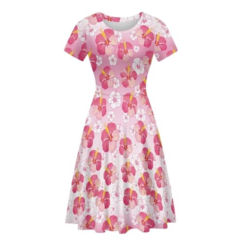 Image of HUGS IDEA Womens Puffy Swing Midi Dress Round Neck Short Sleeve Party A-Line Dresses