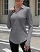 Loovoo Polo Shirts for Women Long Sleeve Golf Gym Athletic Tops V Neck Workout Blouses with Thumb Hole(Light Gray,XL)