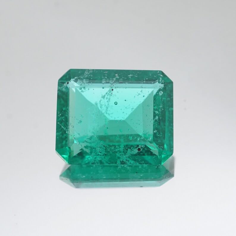 Pierre précieuse émeraude laboratoire rectangulaire 11x9 mm fabrication bijoux - 2