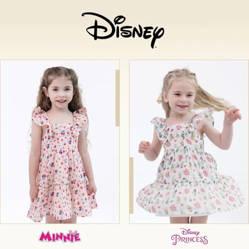 Disney Minnie Mouse Little Girls' Sleeveless Ruffle Tiered Allover Print Sundress Peach 7 - image 6