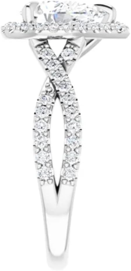 1.5 CT Moissanite Handmade Anniversary Ring Bridal Wedding Ring for Women, Halo Style Design, Promise Gifts for Her Split Shank