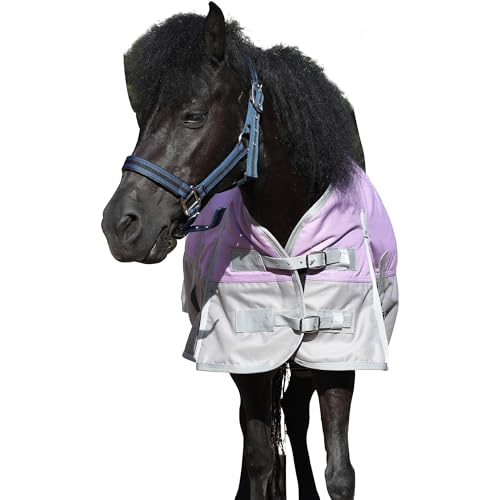 Gallopoff 1200D Ponydecke 200g/m² – wasserdichte & Atmungsaktive Regendecke für Ponys, Shetty, Gefütterte Winterdecke mit Kreuzgurten, Schweiflatz & Verstellbarem Brustverschluss 100cm