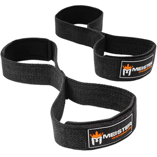 Meister Figure 8's Weight Lifting Straps - Neoprene Padded (Pair) - Black
