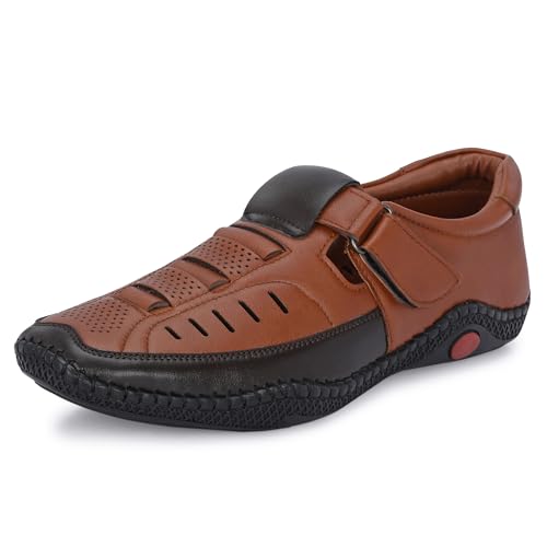 Image of Centrino Men's Fisherman Sandals | Cushioned Insole & Hook & Loop Straps | Trendy Sporty Design with Premium Upper | Closed-Toe Sandals for Travel & Walking (6618)
