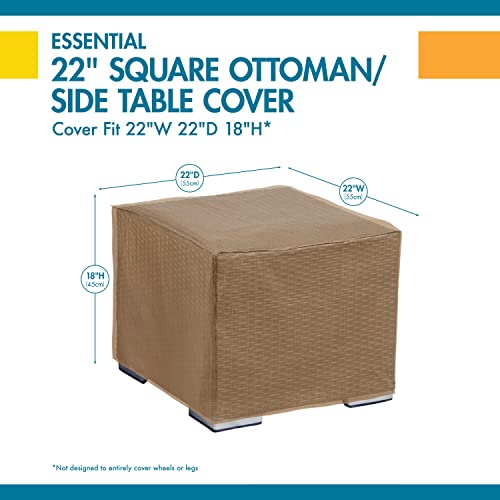 Duck Covers Essential Water-Resistant 22 Inch Square Patio Ottoman/Side Table Cover, Outdoor Ottoman Cover #TOP3