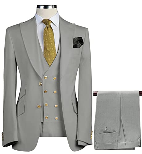 Formal Men's Suit Regular Fit 3 Piece Solid Prom Tuxedos Business Suits Set for Wedding Grooms2
