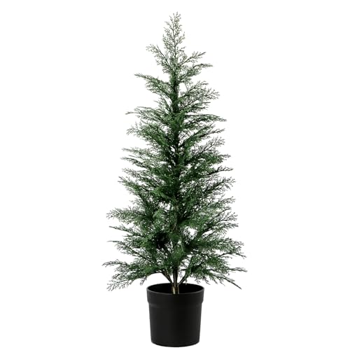 3FT Artificial Cedar Topiary Trees for Indoor Outdoors, Potted Fake Cypress Christmas Trees Faux...
