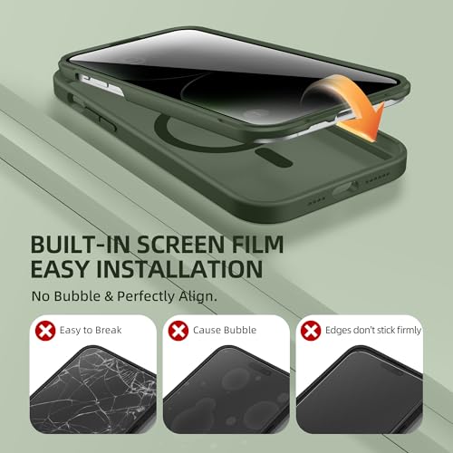 Coque iPhone 14 Pro Max MagSafe intégrale vert foncé avec protège-écran espion - 5