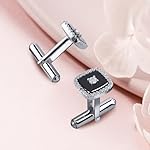 925 Sterling Silver Cufflinks for Men,Gold or Silver Cufflinks for Men with Cubic Zirconia, Square Shaped ceramic Cufflinks for Menï¼Tuxedo Shirt Cuff Links,tuxedo studs, tuxedo buttons, tuxedo studs and cufflinks setï¼Wedding Cufflinks (Set of 2)