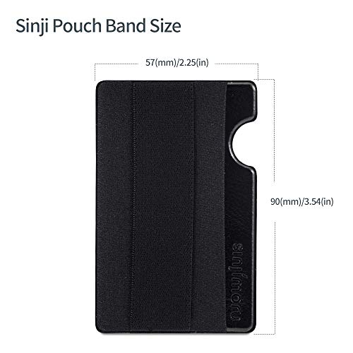 Sinjimoru Cell Phone Grip With Card Wallet, Phone Wallet Stick On Card Holder For Back Of Phone, Slim Wallet With Elastic Phone Strap. Sinji Pouch Band Black #TOP5