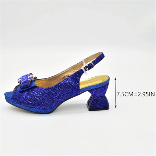 Women Italian Shoes And Bags Matching Set African Rinestone Pump Shoes And Purse Handbag Set Purple 414