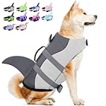 Bess Bridal Dog Life Jacket - Shark Life Vest for Swimming Boating - Reflective Lifejacket Swimsuit for Small Medium Large Dogs - High Buoyancy Lifesaver Preserver with Rescue Handle, Grey Shark L 3