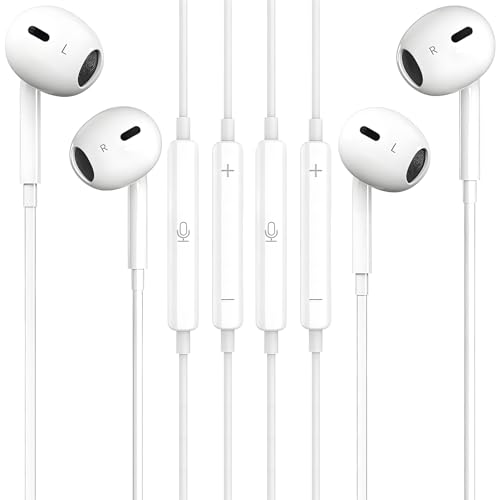 2 Packs Wired Headphones for iPhone Earbuds [Plug and Play,No Bluetooth] Built-in Mic & Volume Control Noise Reduction Earphones for iPhone 14/13/12/11/XR/XS/X/8/7/SE/Pro/Pro Max, Support All iOS