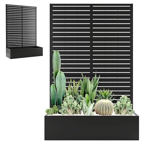 Metal Planter Box with Trellis, Large Raised Garden Beds with