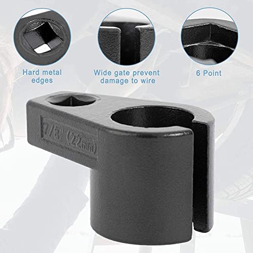 Sauerstoffsensor-Ausbauwerkzeug, Eisen Sauerstoffsensor-Hülseneinsatz gekröpfter Schraubenschlüssel Universal-Ausbauwerkzeug Gewindejäger-Set zur Vermeidung von Kabelschäden für alle Fahrzeuge schwarz