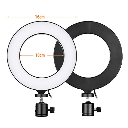 Sunbaca 16cm / 6inch Mini LED Ring Light Fill-in Lamp Alimentado por USB 3 modos de iluminação 11 ní