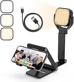 LED Ring Light with Tripod StandPhone Holder for Live Streaming & YouTube Video, Dimmable Desk Makeup Ring Light for Photography, Shooting with 3 Light Modes & 10 Brightness Level