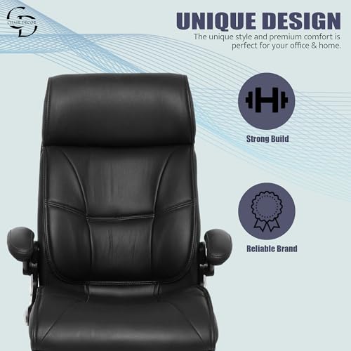 Image of Premium Leatherette Boss Chair for Office | Ergonomic High Back Revolving Chair for Home, Office, Study & Gaming | Height Adjustable Office Chair in Chrome Base | 1pc (Black)