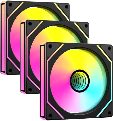 ANSAITE PC Lüfter CPU Lüfter 120 mm Gehäuselüfter optimiert für statischen Druck PWM ARGB Case Fan 5V 3-Pin Sync besonders leise Gehäuselüftert (Schwarz 3 Stück Reverse)
