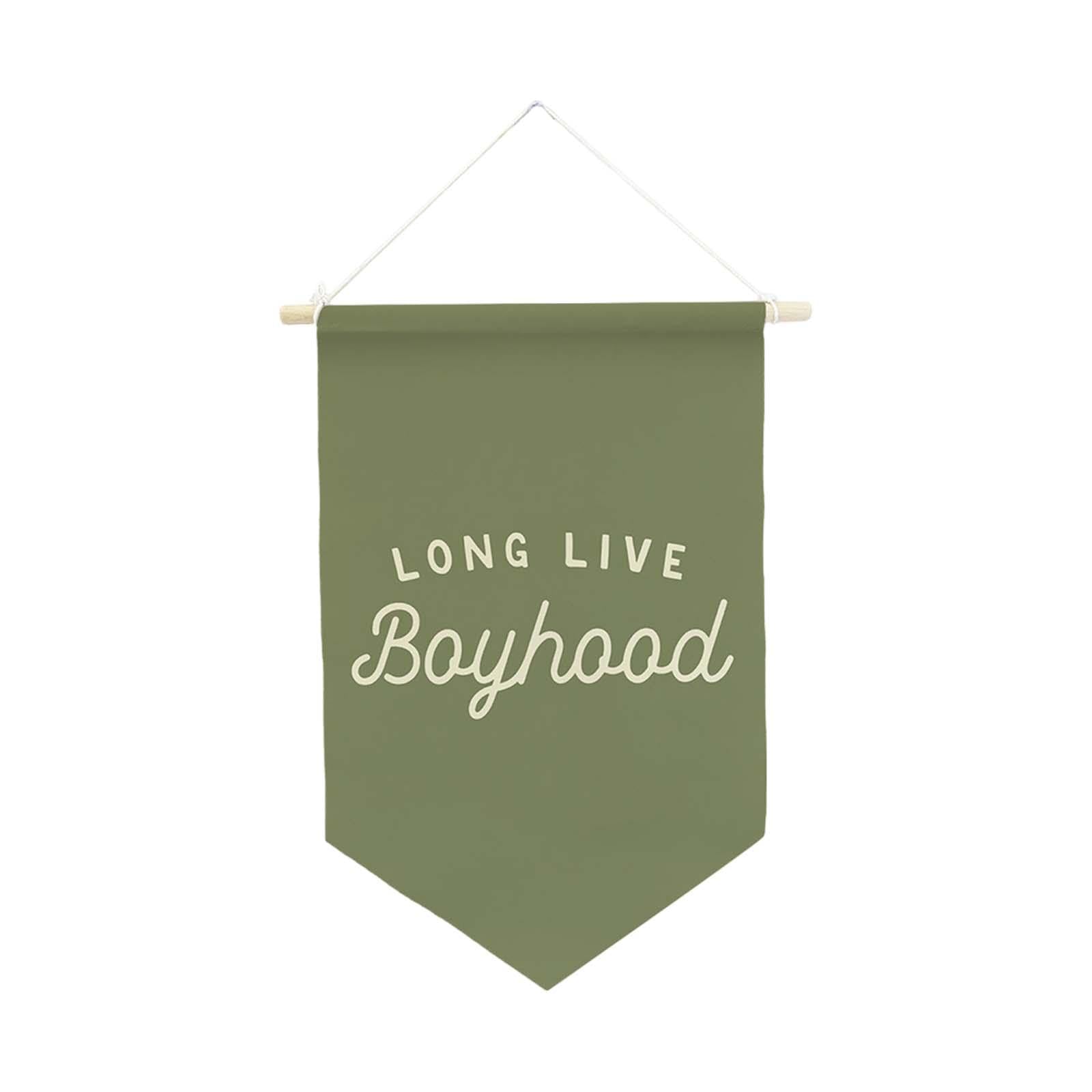 kowaku Long Live Boyhood Banner Pennant Banner Easy to Hang Unique Wall Decoration Boy Room Decor for Bedroom Nursery Playroom Dorm, Green