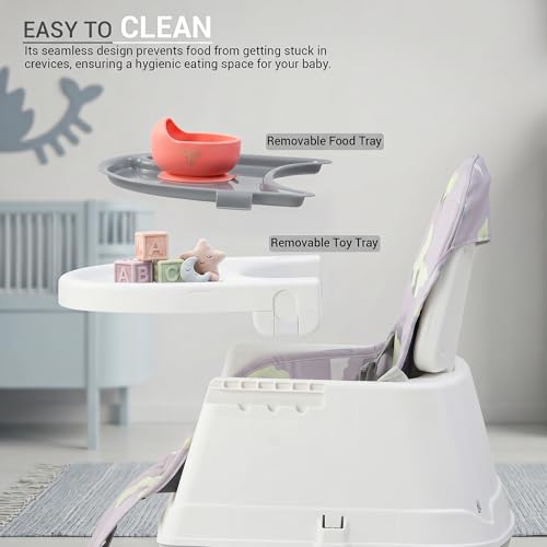 Image of Baybee 4 in 1 Convertible High Chair for Kids | Foldable Baby Feeding Chair with Safety Harness, Adjustable Tray, Booster Seat | Easy to Clean, Portable Dining Chair (Grey)