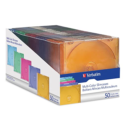 Mejores precios y opiniones de Cajas cd jewel para comprar online. 37 Verbatim Slim CD and DVD Storage Cases - 50 Pack - 5 Assorted Colors 94178