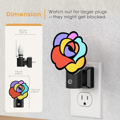 Image of Briignite Flower Night Light, Decorative Rose Night Lights Plug into Wall with Dusk to Dawn Sensor, Adjustable Brightness LED Nightlight Dimmable for Bathroom Bedroom Hallway, 3000K Warm White