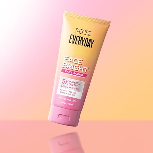 Image of RENEE Everyday Face Bright Face Scrub | Gently Exfoliates Dead Skin | Brightens Skin, Evens Skin Tone & Texture | Infused With Niacinamide, Glutathione & Hyaluronic Acid | 100g