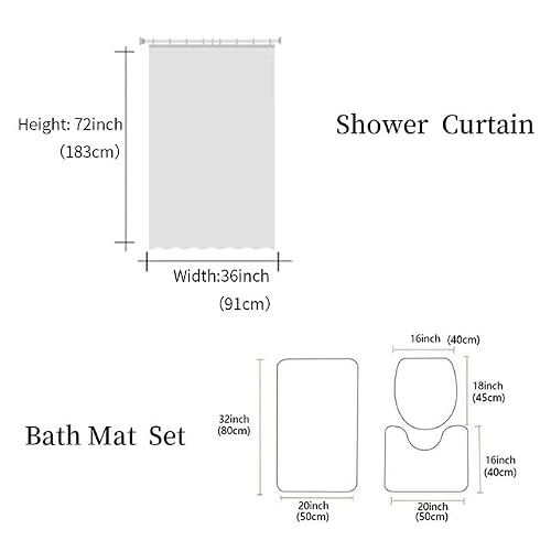 Sdfgh Geometric Bathroom Curtain Set Bath Mat Sets Shower Curtains With Hooks Non-Slip Pedestal Rug Toilet Cover (Color : A, Size : 4Pcs) #TOP1