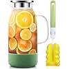 Glass Jug, ZBUFAN 2L Large Glass Water Jug with Lid, Borosilicate Water Carafe with Silicone Base, Heat Resistant Juice Pitcher for Fridge, Jugs with Lids, Green