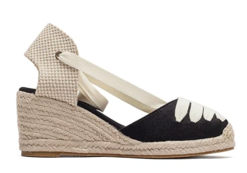Image of Womens Espadrille Wedge Sandals Closed Toe Platform Lace Up Ankle Strap Slingback Summer Dress Shoes