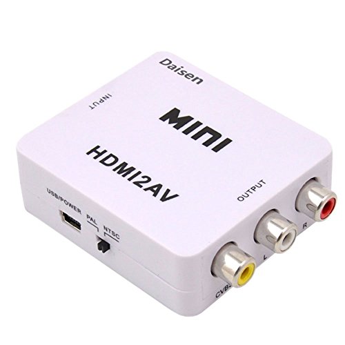 Yxflzer HDMI to AV Converter - 1080p HDMI to RCA CVBS AV Composite Adapter - Supports PAL/NTSC TV Format Output, White
