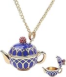 U-M Creative Retro Openable Blue Teapot Pendant Necklace Women's Long Sweater Chain Accessories Professional