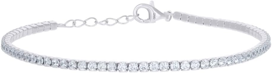 Diamond2Deal 925 Sterling Silver Cubic Zirconia Fancy Tennis Bracelet