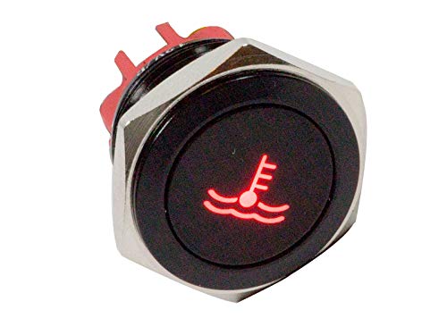 Alpinetech PLB16MS 16mm 5/8" 12V LED Metal Signal Indicator Pilot Dash Light (Temperature Warning)