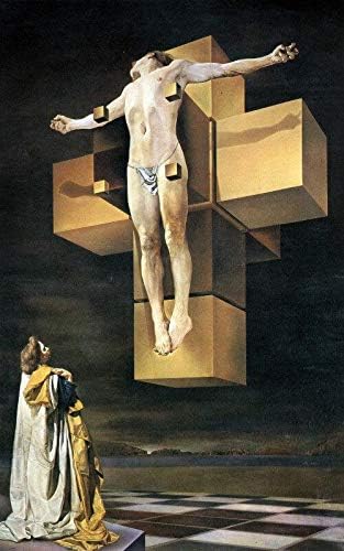 Tallenge - Salvador Dali Painting - Crucifixion (Corpus Hypercubus), 1954 - Small Poster (Paper 12x17 inches, MultiColour)