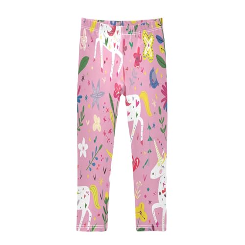 Toddler Girls Leggings Printed Yoga Pants Leggings Red Hair White Unicorn for Kids
