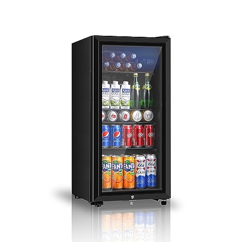 Comparison: Best Mini Fridge For Bar 8 Saeoola Beverage Refrigerator, 3.2 Cu.ft Mini Fridge with Double Glass Door, Cooler for Soda, Beer or Wine for Home, Office or Bar with Adjustable Removable Shelves (Black)