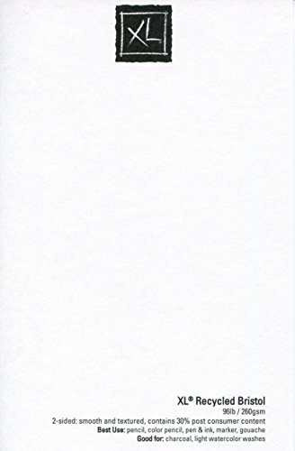 Canson XL Series Recycled Bristol Pad, Foldover, 11x14 inches, 25 Sheets - Artist Paper for Students, Marker, Pen, Ink, Pencil