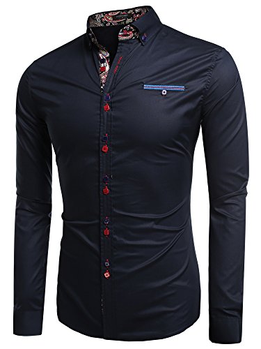 Coofandy Men's Fashion Slim Fit Dress Shirt Casual Exotic Shirt, Dark Blue, S steampunk buy now online