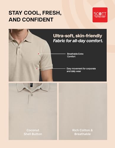 Image of Scott International Cotton Polo T Shirt | Collar Tshirts | Half Sleeves Plain T Shirt | T-Shirt |Tshirt for Men Stylish | Men's Tshirt