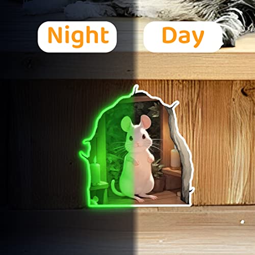 Robmoda 3D Mouse Hole Wall Sticker Glow In The Dark, Mouse Reading Book Fun Art Wall Decal, Peel And Stick Nursery Kids Room Decor, Classroom, Bedroom, Bookcase Decoration #TOP3
