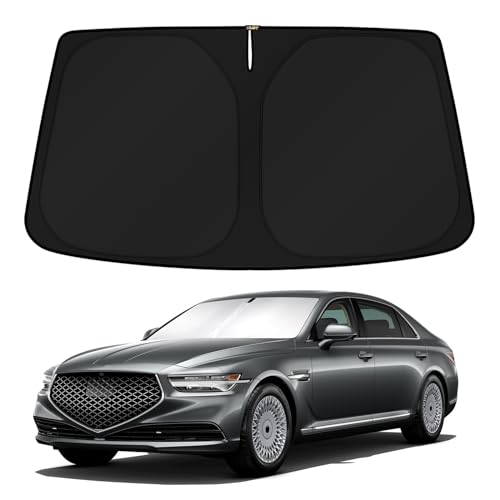 Image of KUST Windshield Sun Shade for 2017-2022 Genesis G90 Sedan Accessories Custom Fit Sunshade Sun Visor Protector Foldable Blocks UV Rays Keep Your Car Cooler
